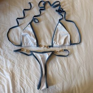 Blue and White Women's Bikini Set